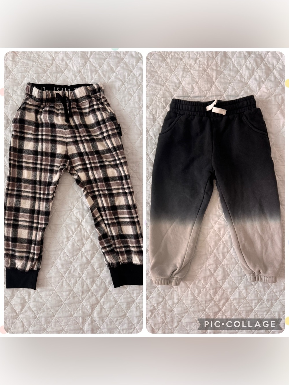 Little Bipsy 4-5T Black Plaid Joggers + Black Ombre Sweatpants Bundle